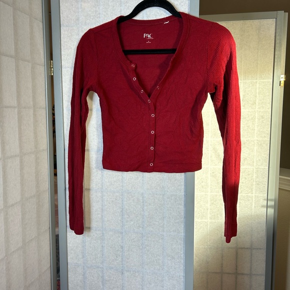 PacSun Tops - PAC Sun red long sleeve top with front buttons
